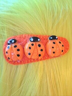 Handmade Orange Ladybugs Felt Hair Clip